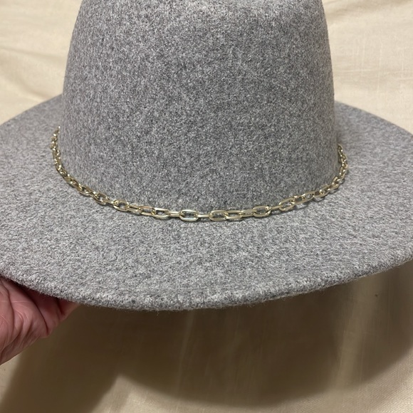 Anthropologie Grey Link Trimmed Fedora NWT - Picture 5 of 8
